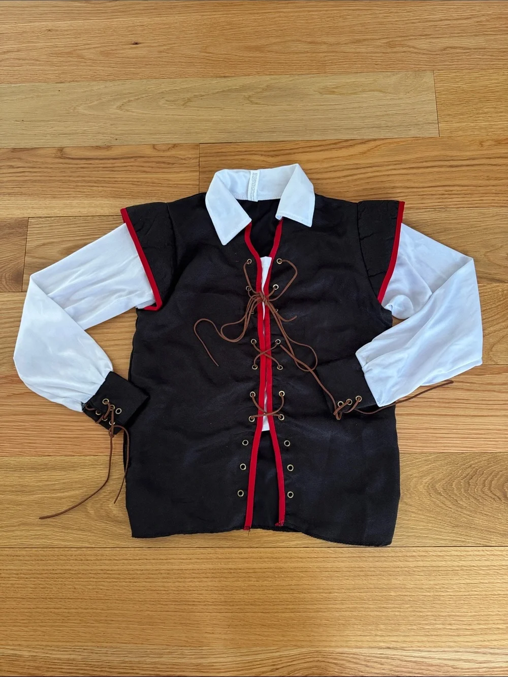 Kids Black and White Pirate Vest Costume with Red Trim, MC(8-10)